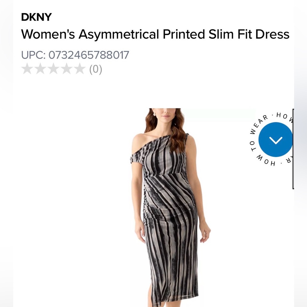 DKNY Asymmetrical Multi Gray Hue Striped sleeveless Dress - NWT